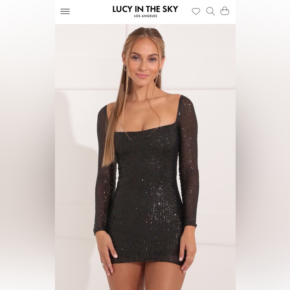 Black Sequin Long Sleeve Dress Lucy in the Sky